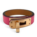 Hermes Kelly Double Tour Chevre Gold Bracelet Pink T2