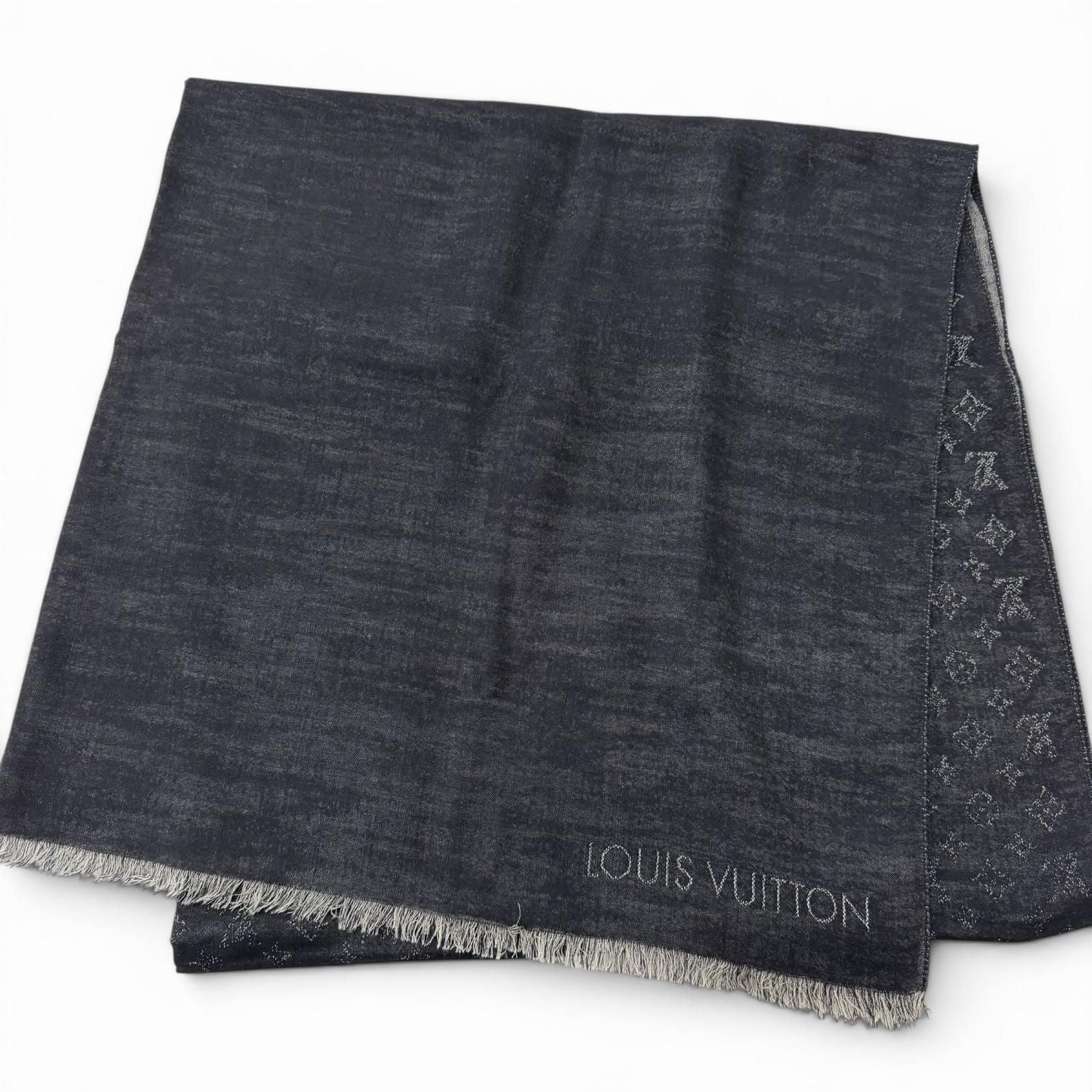 Louis Vuitton Etole Monogram Silk Blend Large Shawl Scarf Black