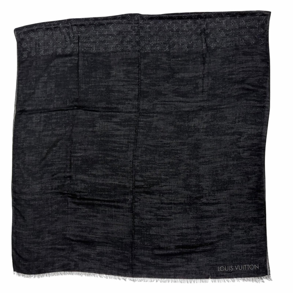 Louis Vuitton Etole Monogram Silk Blend Large Shawl Scarf Black — view 3