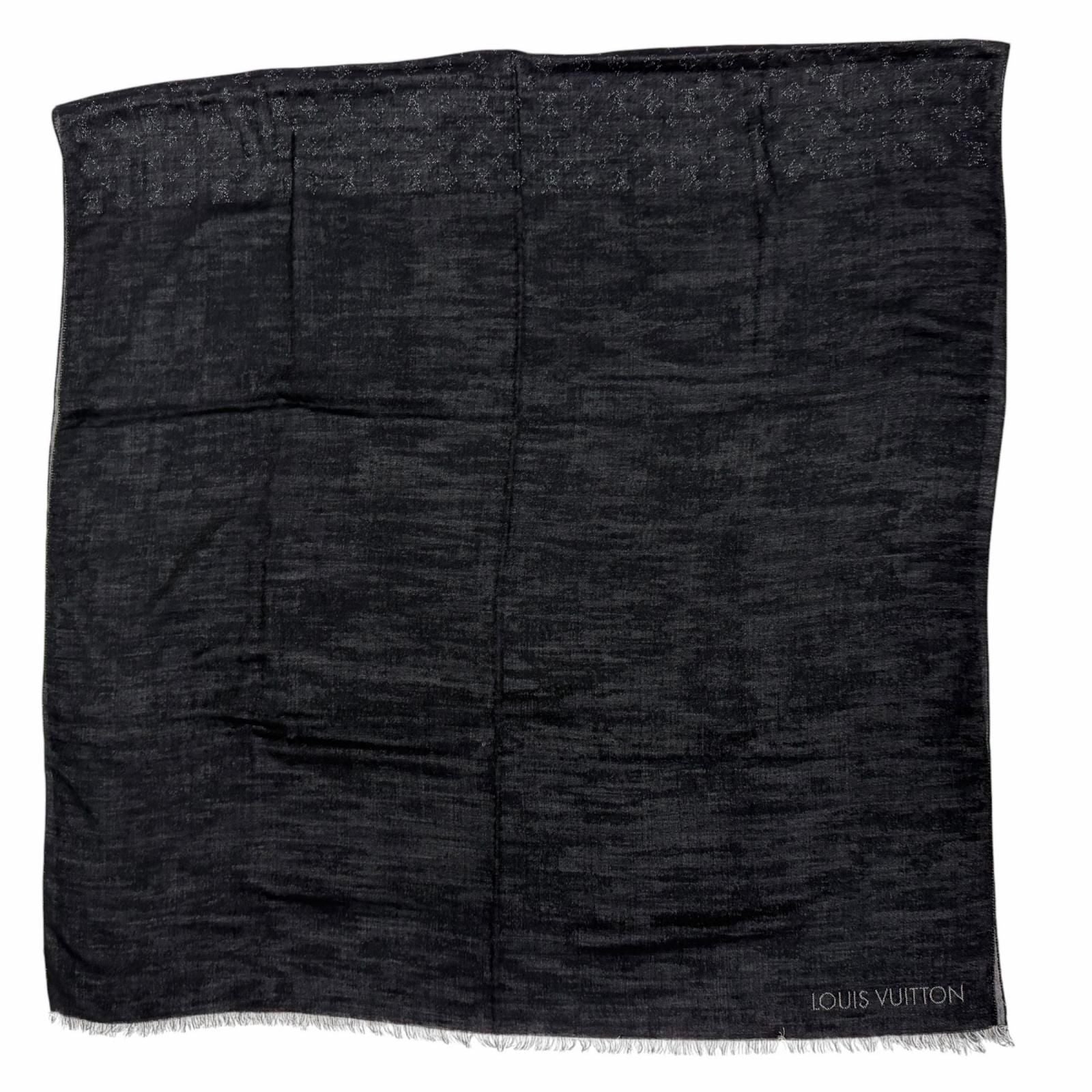 Louis Vuitton Etole Monogram Silk Blend Large Shawl Scarf Black — view 3