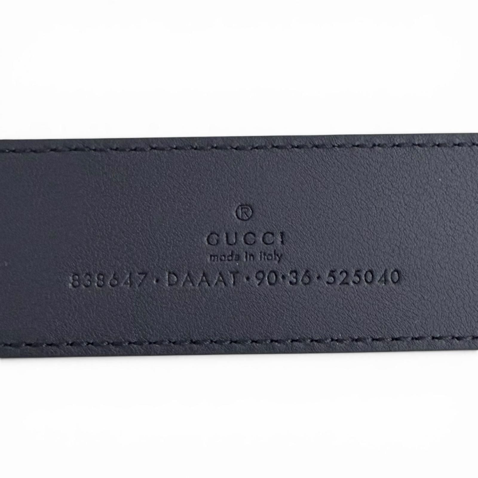 Gucci Daaat Web Detail Buckle Leather Belt Navy Silver 90 Recommended — view 8
