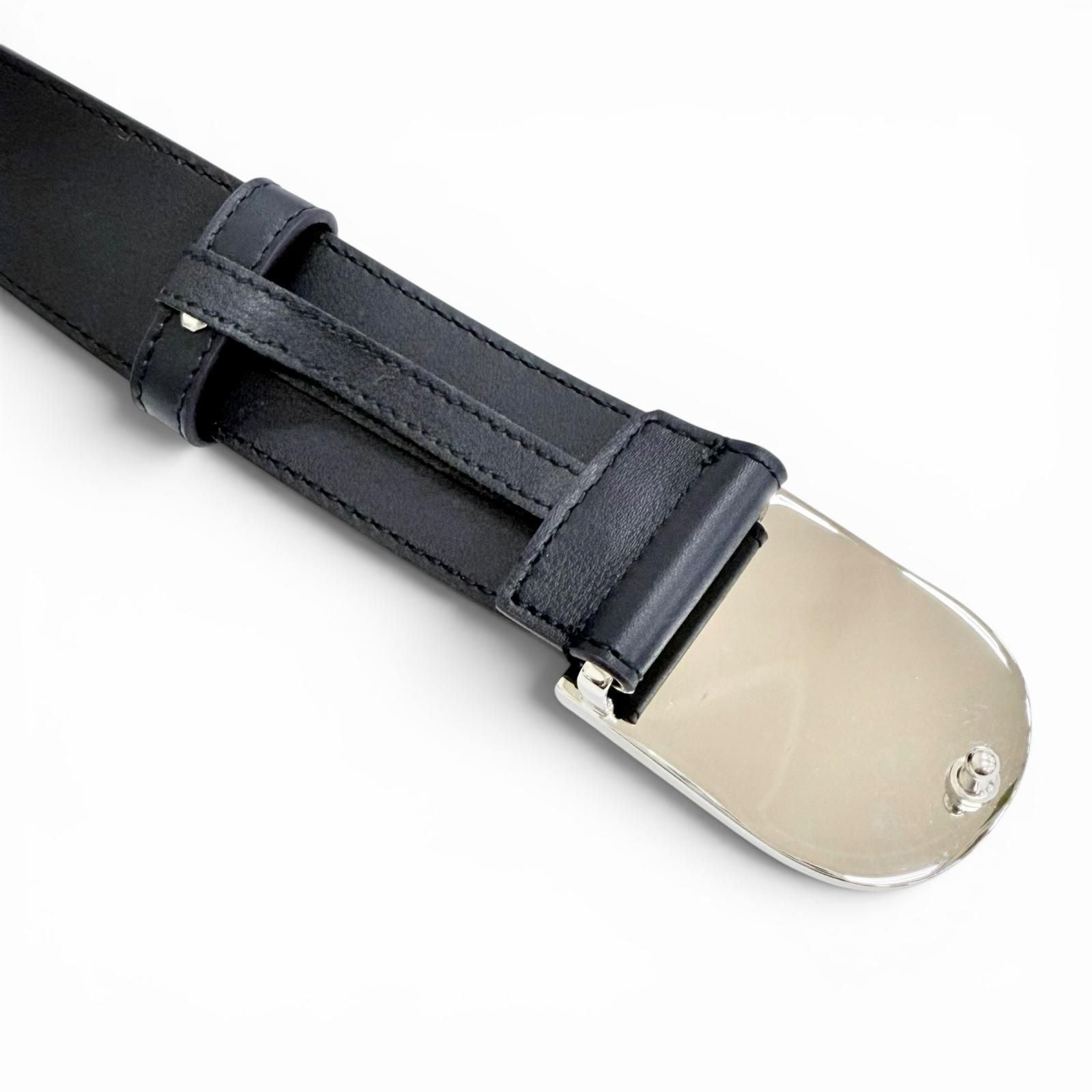 Gucci Daaat Web Detail Buckle Leather Belt Navy Silver 90 Recommended — view 6