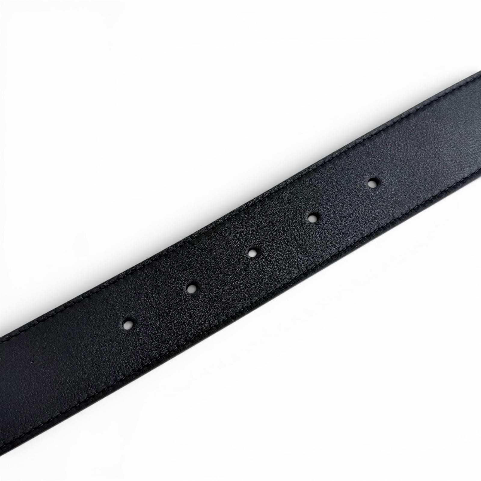 Gucci Daaat Web Detail Buckle Leather Belt Navy Silver 90 Recommended — view 7
