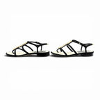 Chanel CC Logo Pearl Suede Leather Strap Flat Sandals Black — view 2