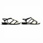 Chanel CC Logo Pearl Suede Leather Strap Flat Sandals Black — view 3