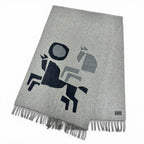 Hermes Velki Love Cashmere Logo Leather Patch Large Shawl Scarf Gray — view 2
