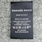 Hermes Velki Love Cashmere Logo Leather Patch Large Shawl Scarf Gray — view 7