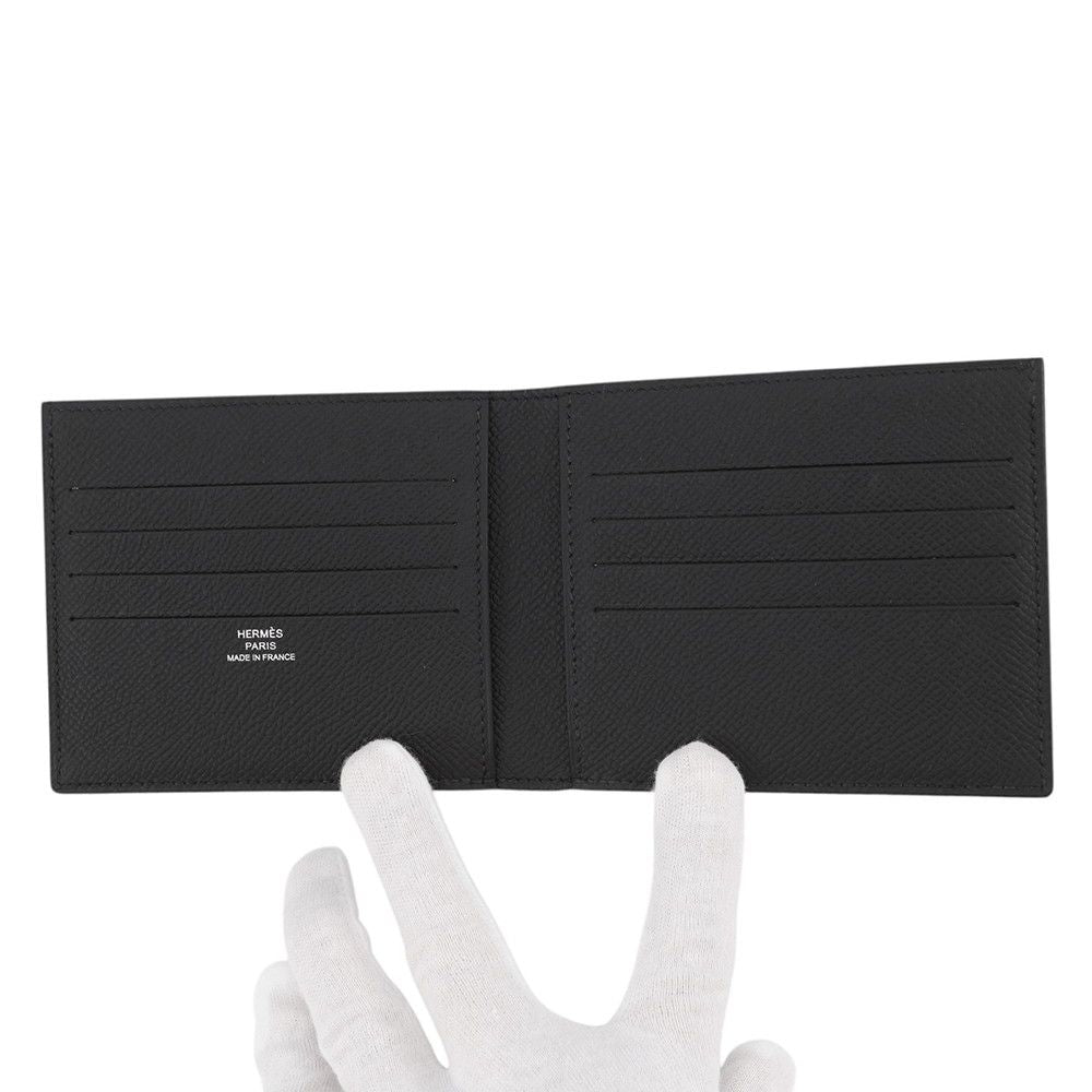 Hermes Bifold Wallet Citizen Twill Compact Black Vert Mangrove Gris Perle Epsom — view 4