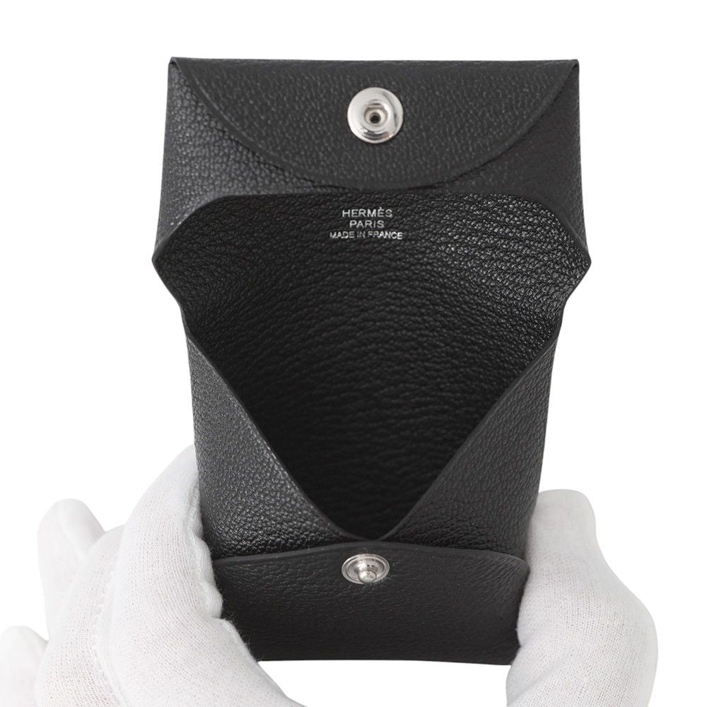 Hermes Coin Case Bastia Black Chevrumisor Wallet Purse — view 5