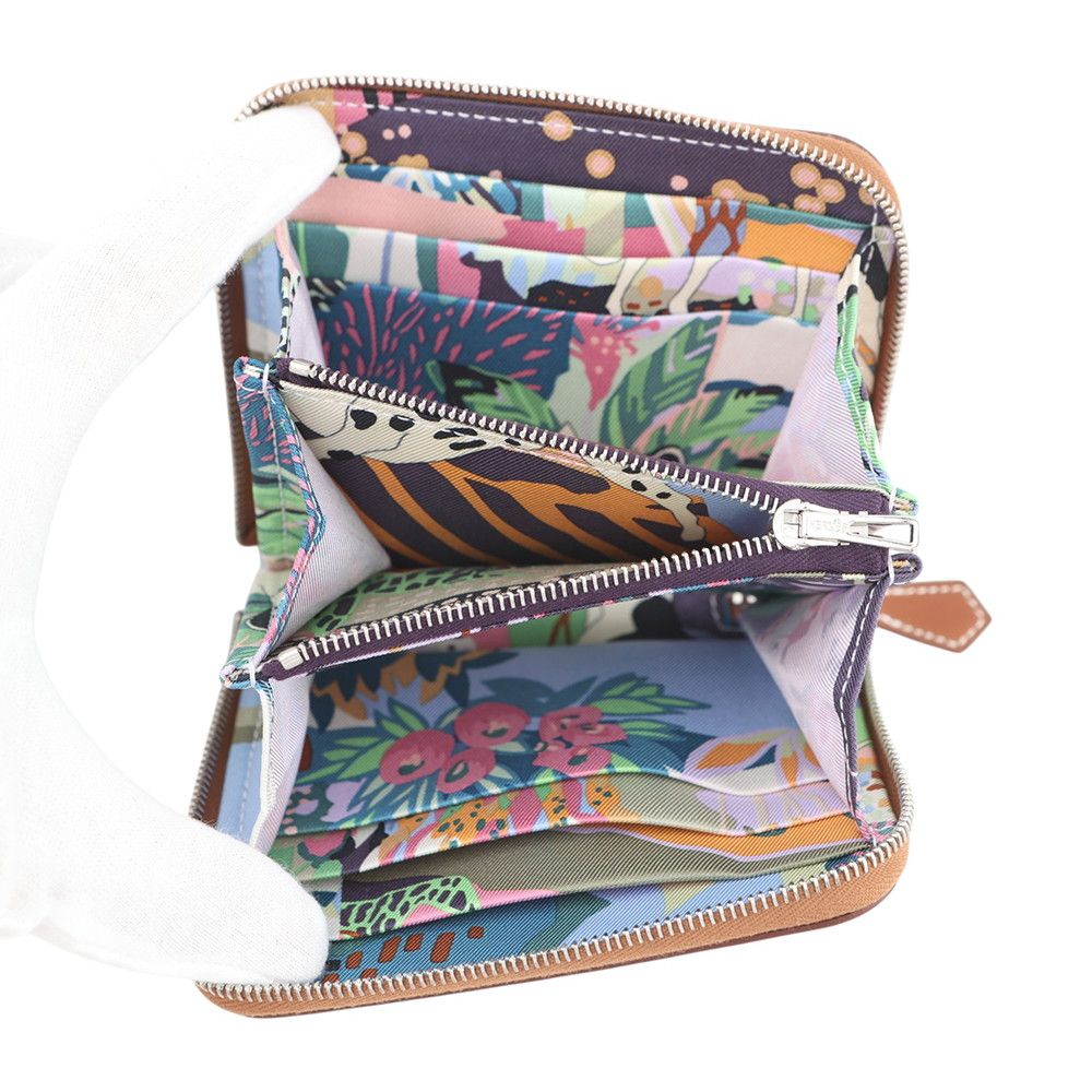 Hermes Coin Case Azap Compact Silk in Gold Cassis Silver Epsom — view 4