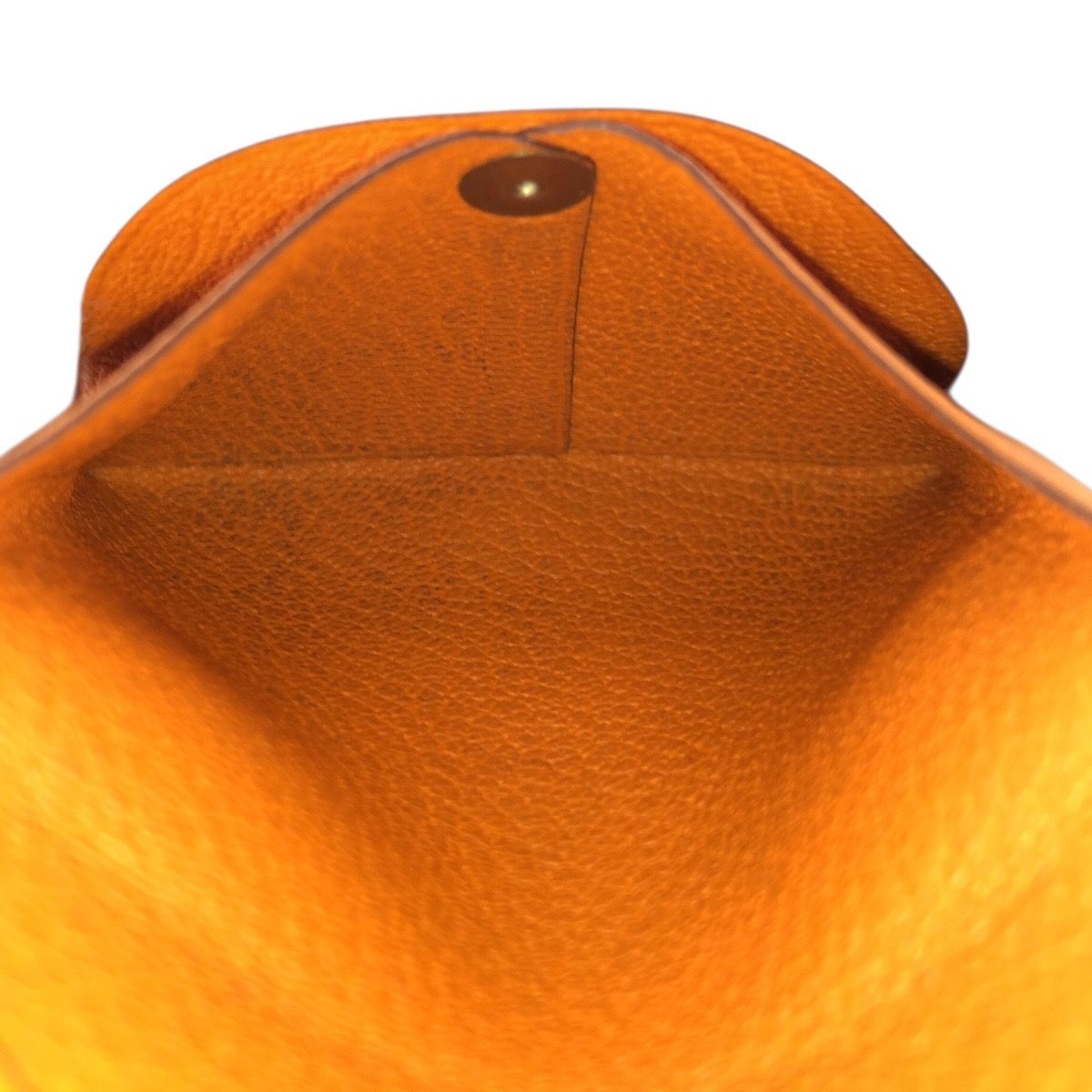 Hermes Bastia Orange Silver Chevre Coin Purse — view 6