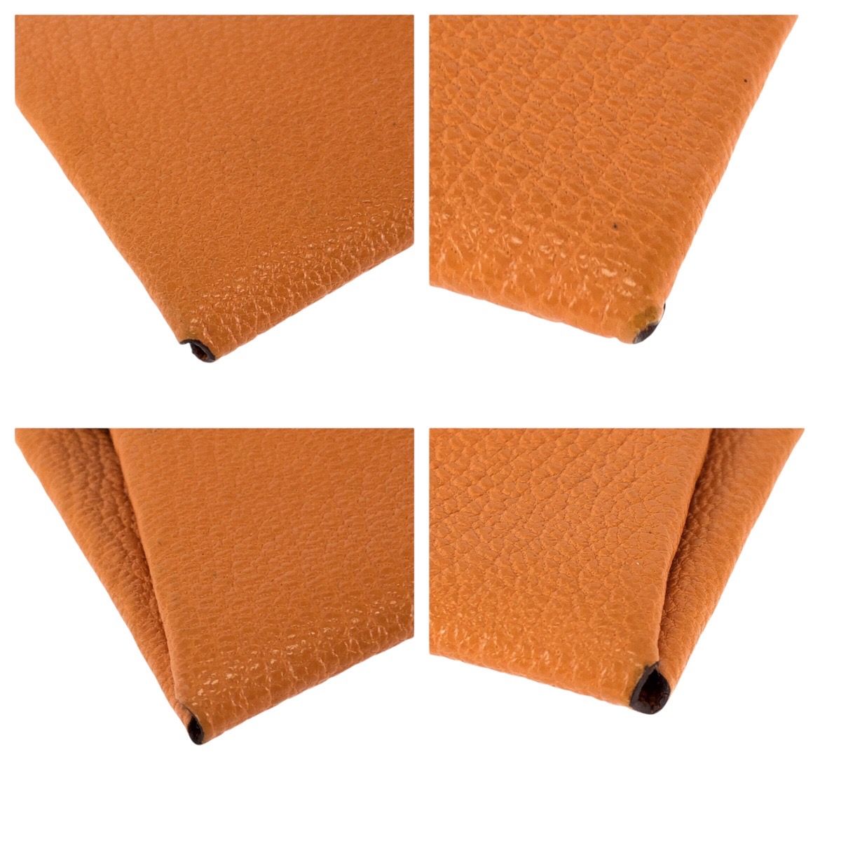 Hermes Bastia Orange Silver Chevre Coin Purse — view 4