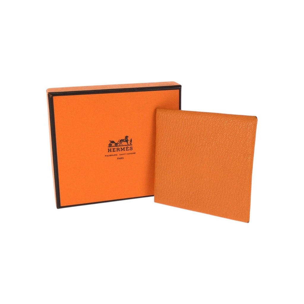 Hermes Bastia Orange Silver Chevre Coin Purse — view 7