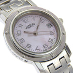 Hermes Clipper Cles Stainless Steel Silver Quartz Analog Display Pink Shell — view 3