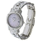 Hermes Clipper Cles Stainless Steel Silver Quartz Analog Display Pink Shell — view 2