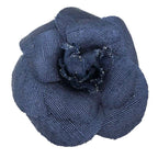 Chanel Camellia Corsage Brooch Flower Navy
