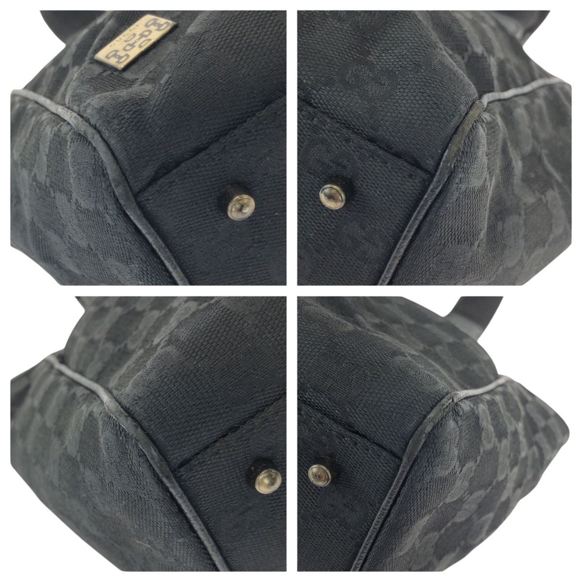 Gucci Horsebit Black Gold GG Canvas Leather Tote — view 3