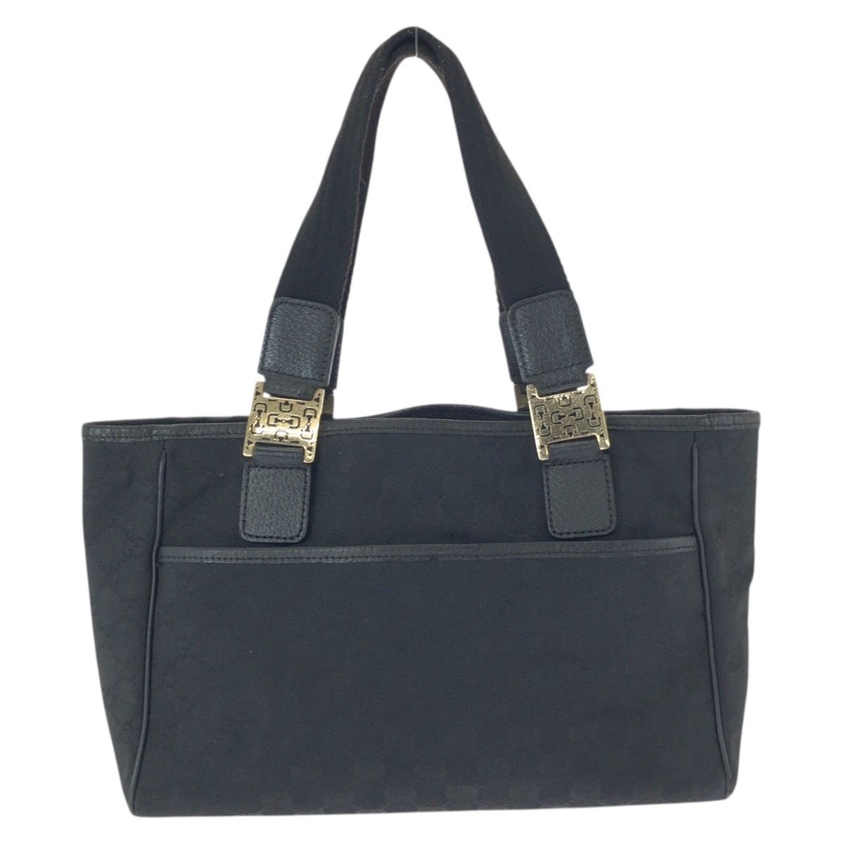 Gucci Horsebit Black Gold GG Canvas Leather Tote — view 2