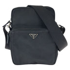 Prada Tessuto Black Silver Nylon Shoulder Bag Pochette