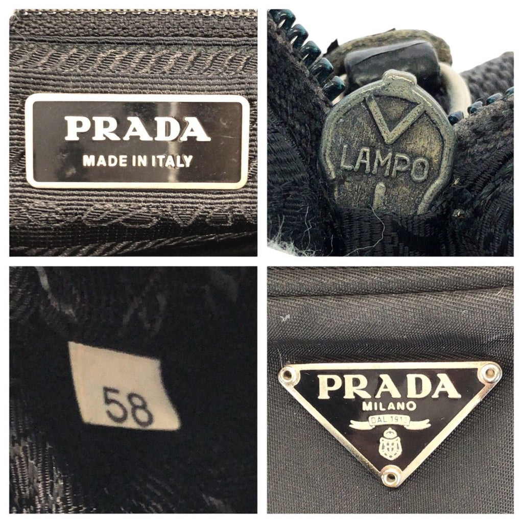 Prada Tessuto Black Silver Nylon Shoulder Bag Pochette — view 4