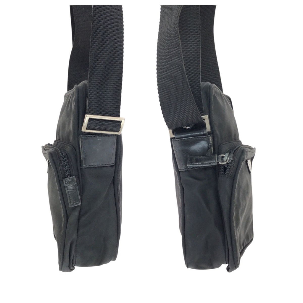 Prada Tessuto Black Silver Nylon Shoulder Bag Pochette — view 8