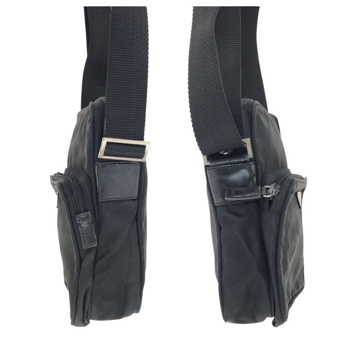 Prada Tessuto Black Silver Nylon Shoulder Bag Pochette — view 8