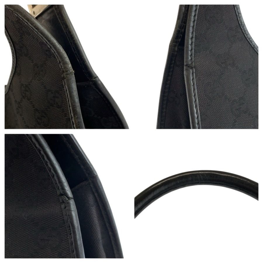 Gucci Jackie Black Silver GG Canvas Leather 002 Handbag — view 5