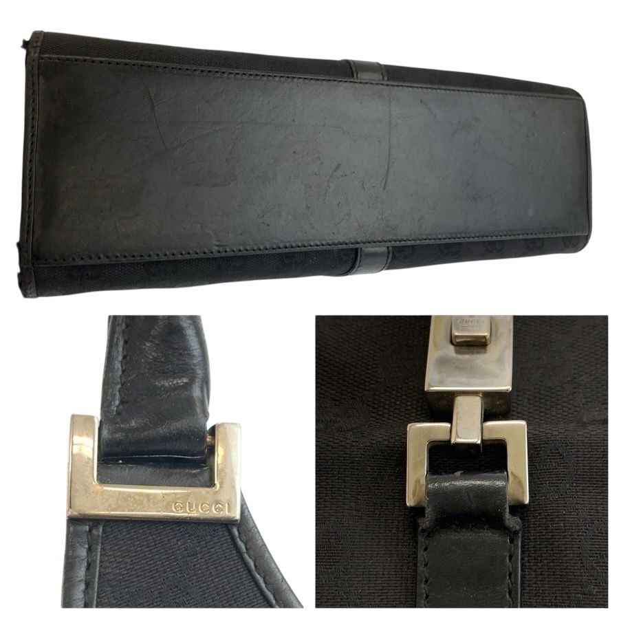 Gucci Jackie Black Silver GG Canvas Leather 002 Handbag — view 6