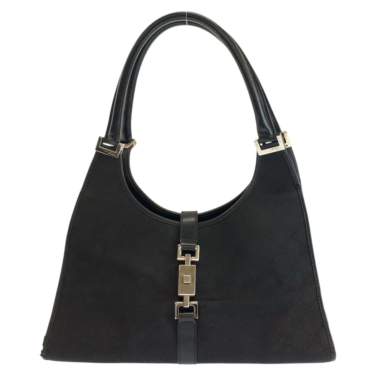 Gucci Jackie Black Silver GG Canvas Leather 002 Handbag