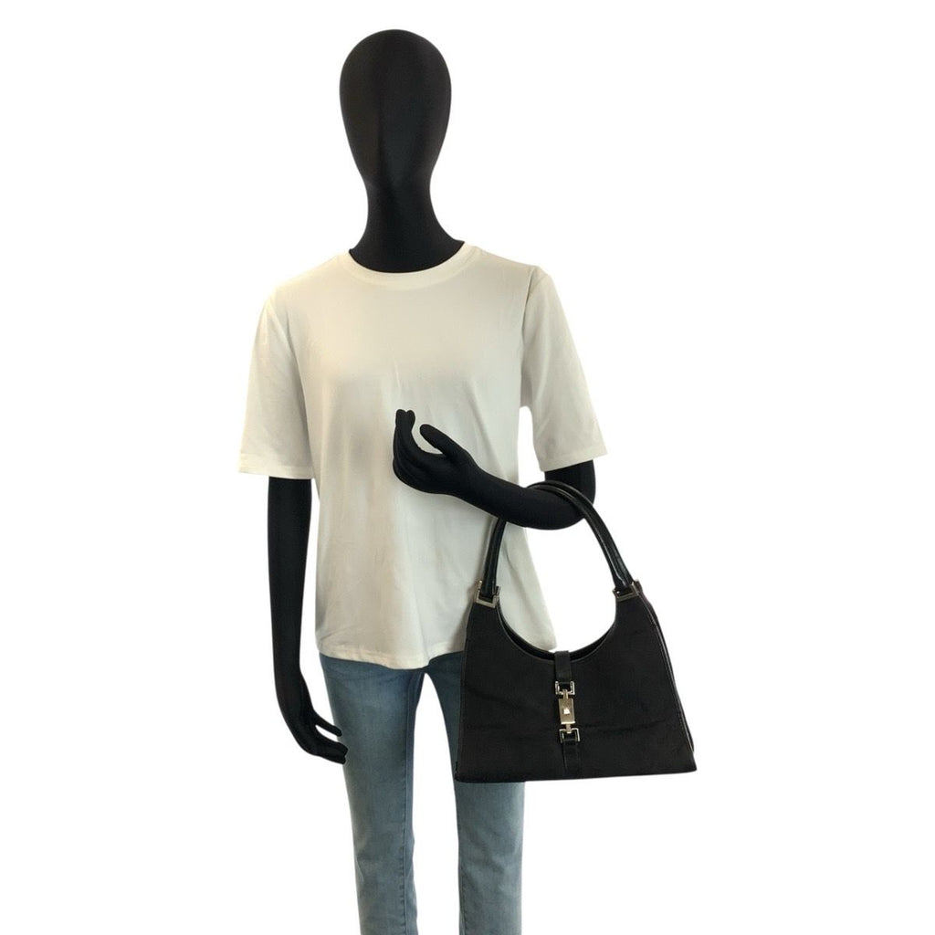 Gucci Jackie Black Silver GG Canvas Leather 002 Handbag — view 7