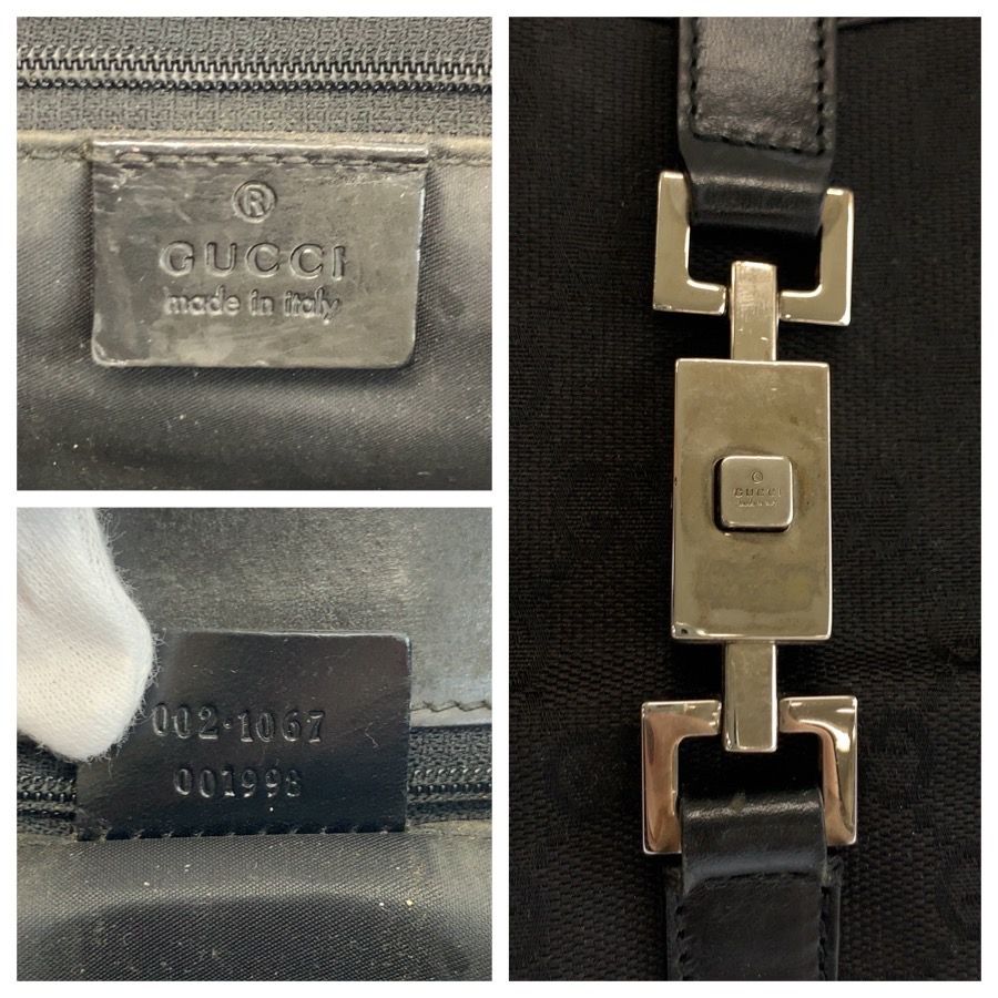 Gucci Jackie Black Silver GG Canvas Leather 002 Handbag — view 3