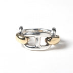 Hermes Chaine D'ancre Ring 925 750 Silver Vintage YG 18k