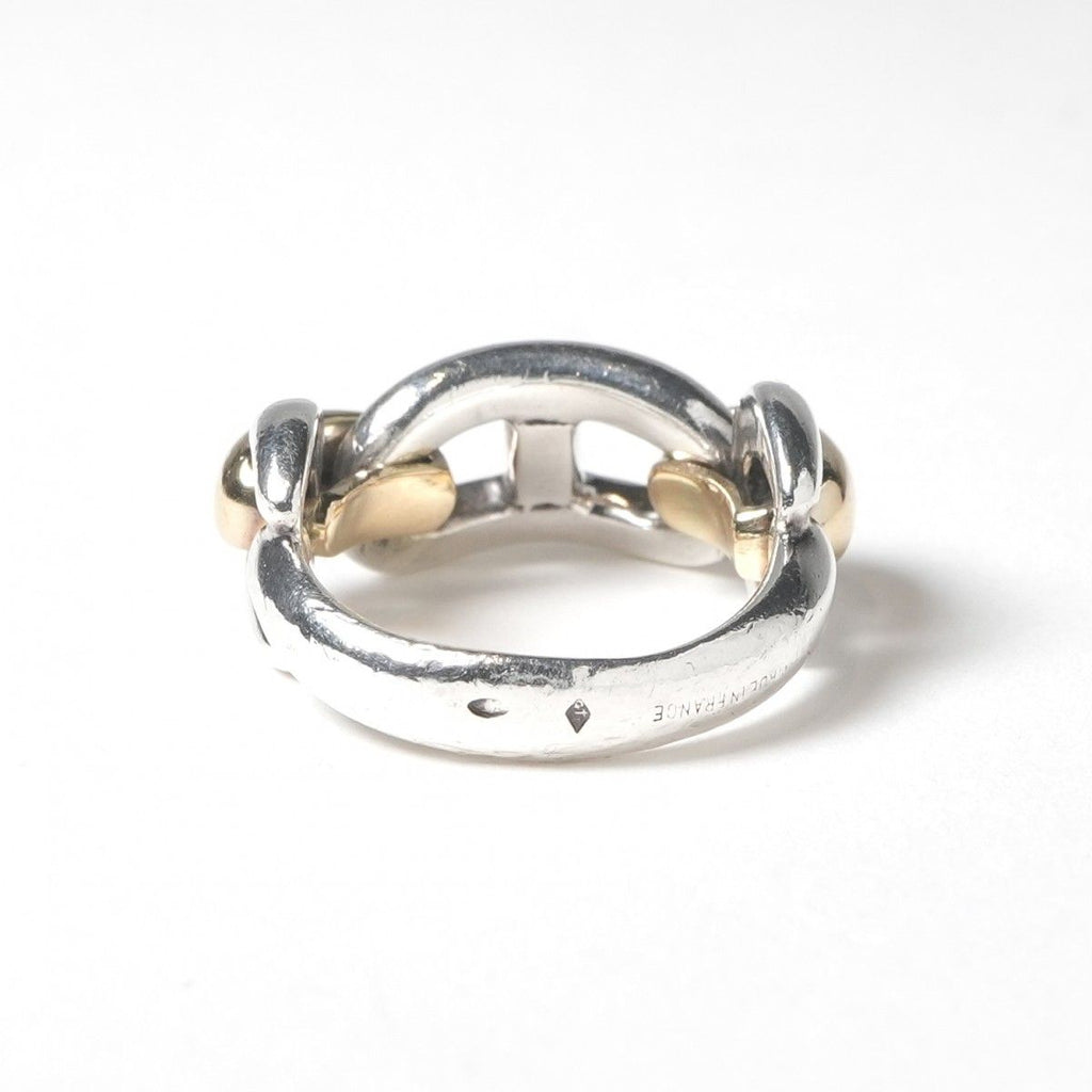 Hermes Chaine D'ancre Ring 925 750 Silver Vintage YG 18k