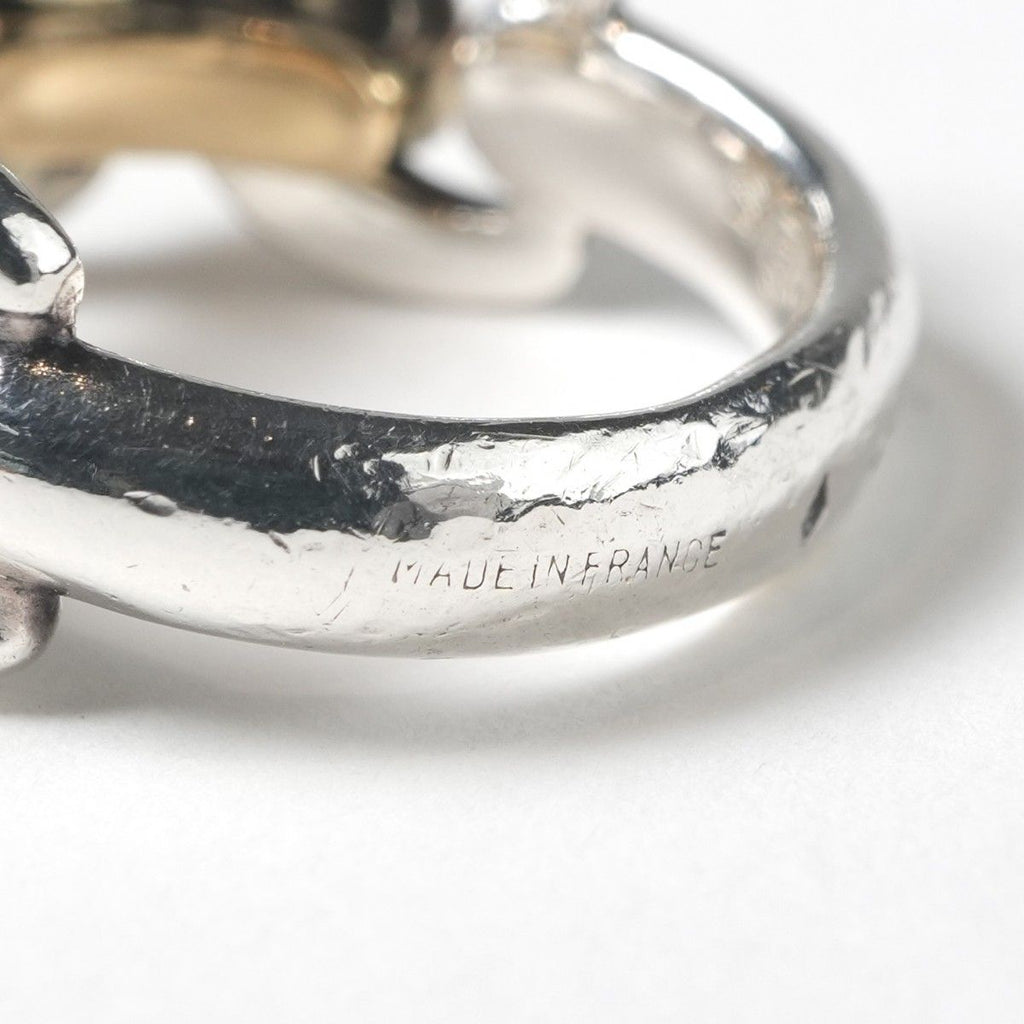 Hermes Chaine D'ancre Ring 925 750 Silver Vintage YG 18k