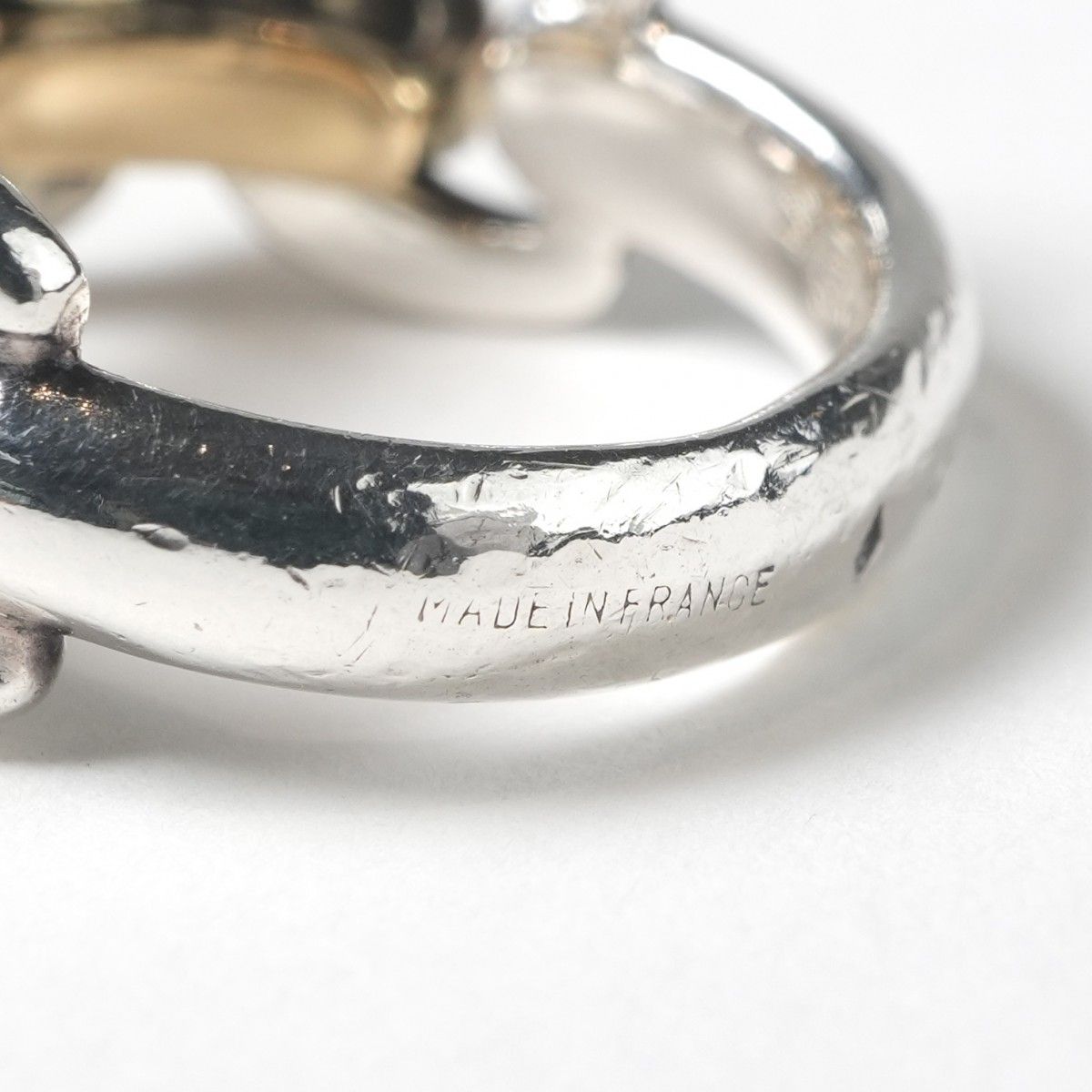 Hermes Chaine D'ancre Ring 925 750 Silver Vintage YG 18k