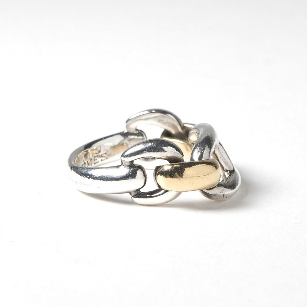 Hermes Chaine D'ancre Ring 925 750 Silver Vintage YG 18k
