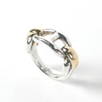 Hermes Chaine D'ancre Ring 925 750 Silver Vintage YG 18k
