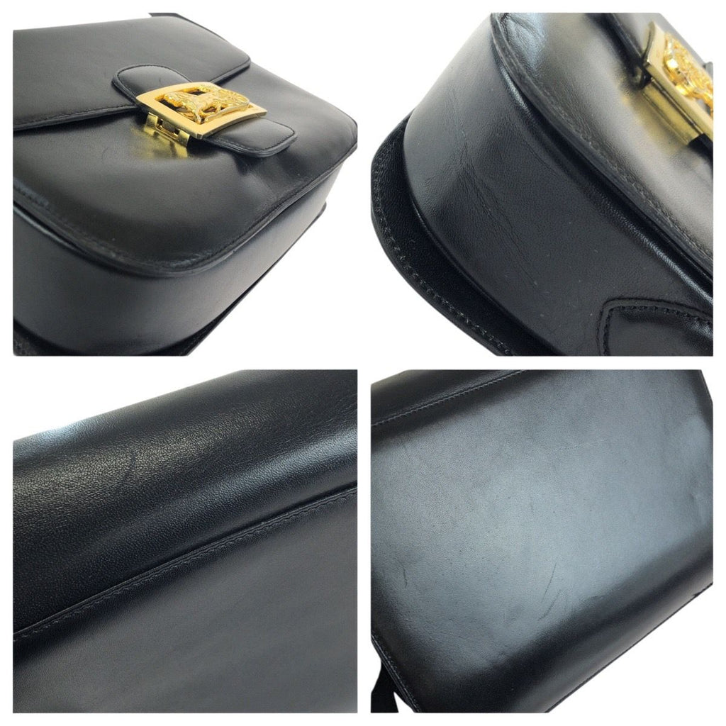 Celine Vintage Horse Carriage Black Gold Leather Shoulder — view 5