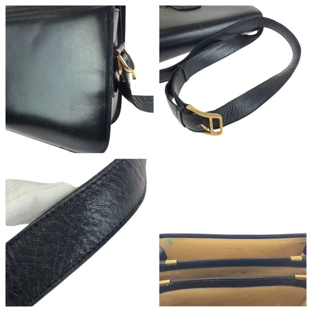 Celine Vintage Horse Carriage Black Gold Leather Shoulder — view 6
