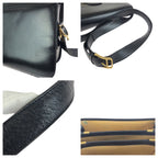 Celine Vintage Horse Carriage Black Gold Leather Shoulder — view 6
