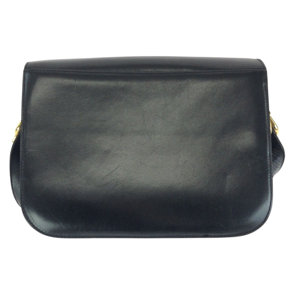 Celine Vintage Horse Carriage Black Gold Leather Shoulder — view 2