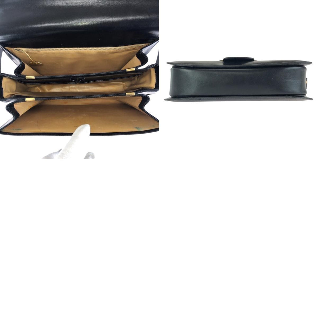 Celine Vintage Horse Carriage Black Gold Leather Shoulder — view 9