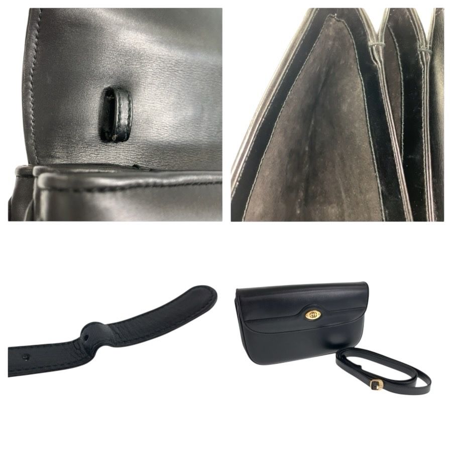 Gucci Black Gold Leather 004 106 Shoulder Bag Clutch — view 6