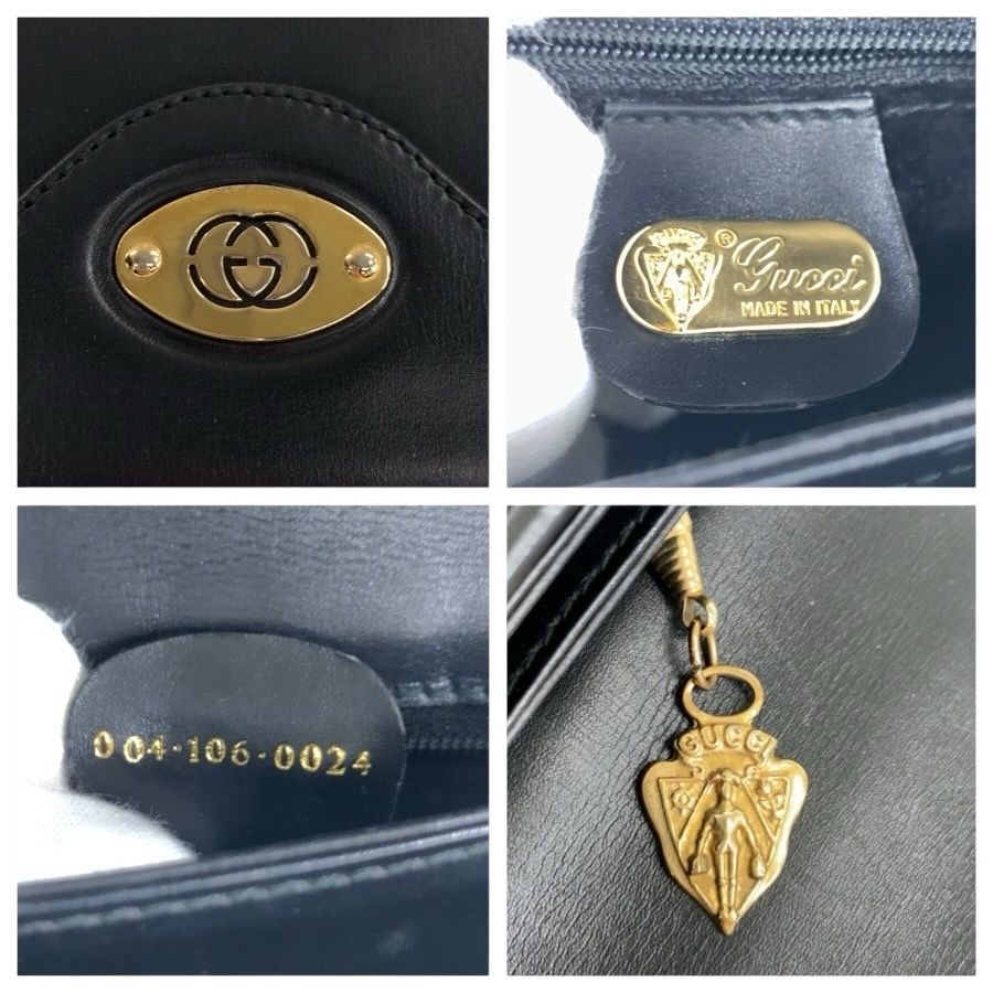 Gucci Black Gold Leather 004 106 Shoulder Bag Clutch — view 4