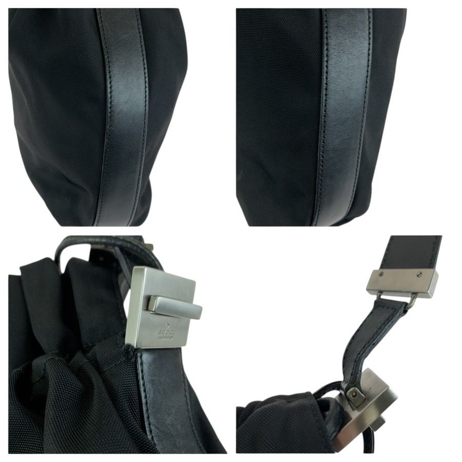 Gucci Black Gunmetal Nylon Leather 001 Shoulder Bag Pochette — view 5