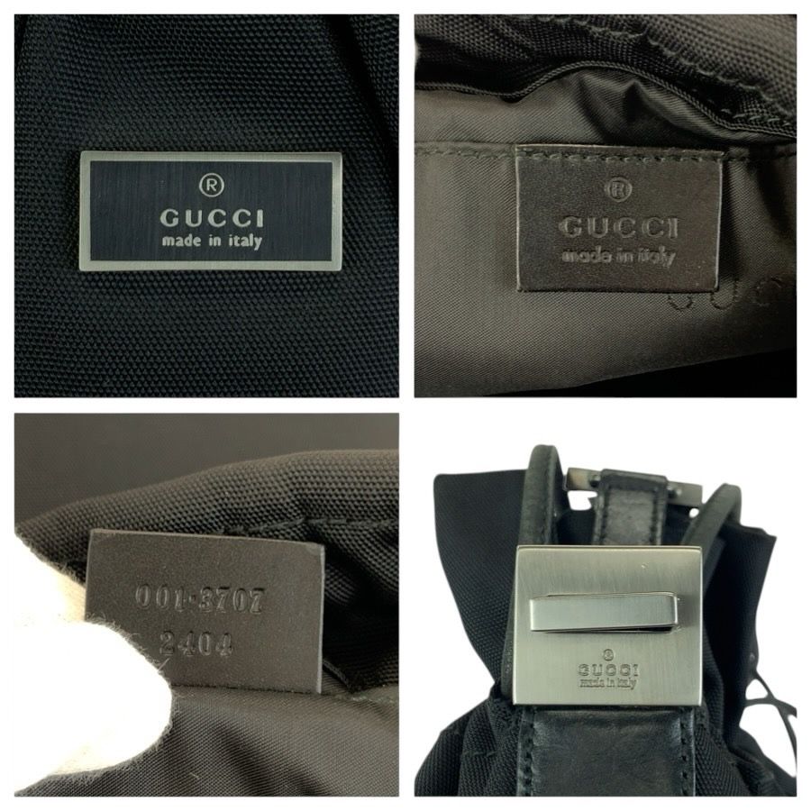 Gucci Black Gunmetal Nylon Leather 001 Shoulder Bag Pochette — view 4