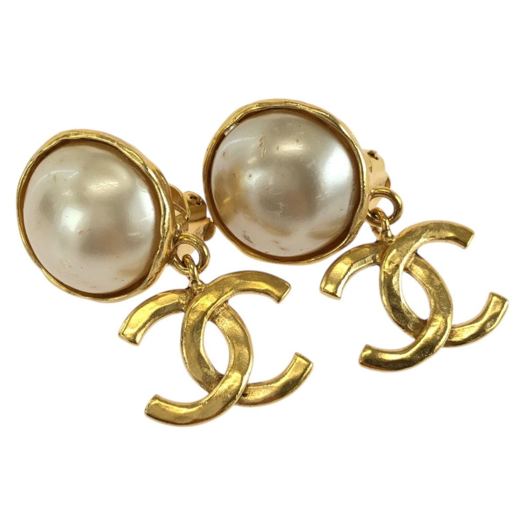 Chanel Vintage CC Logo Gold Plated Earrings