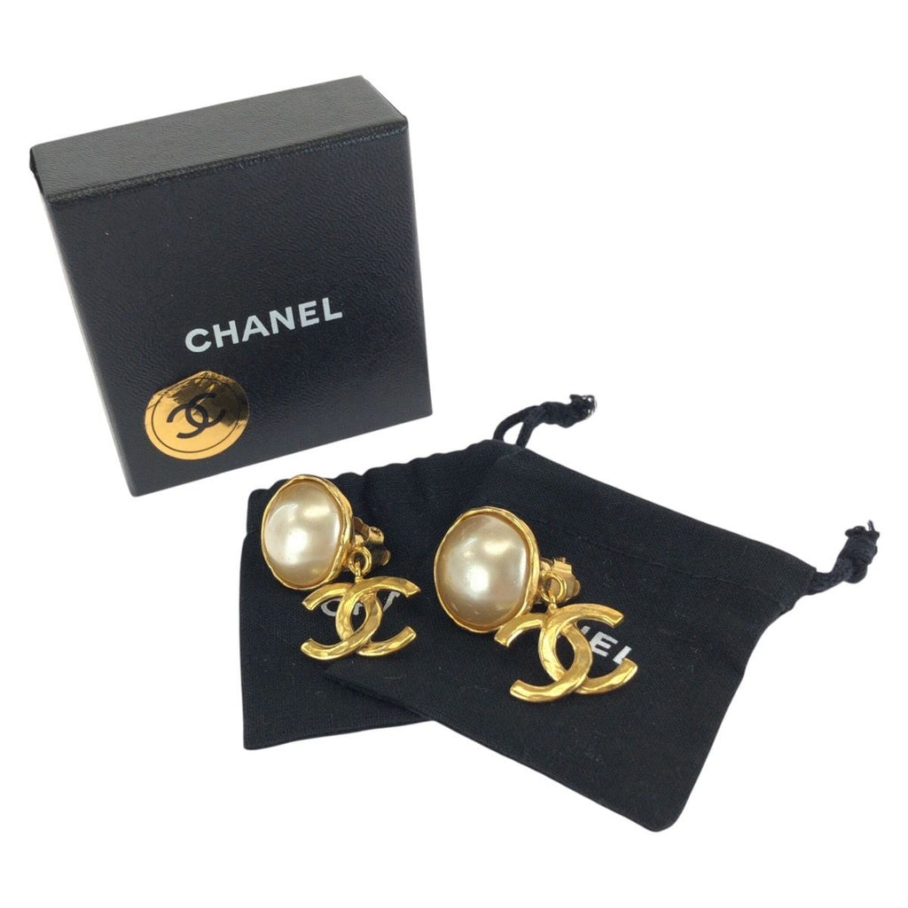 Chanel Vintage CC Logo Gold Plated Earrings — view 6