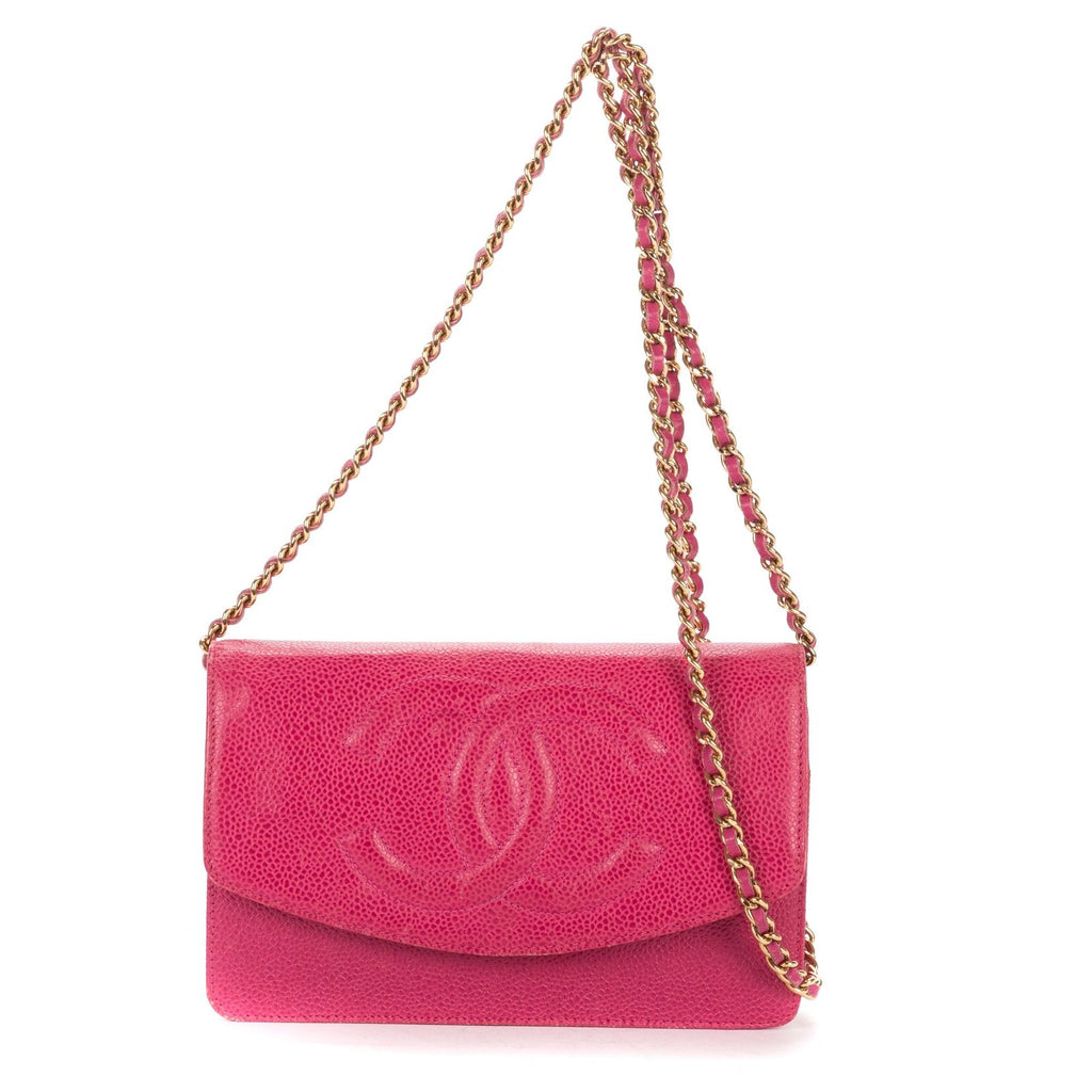 Chanel Timeless Chain Wallet Fuchsia Caviar Leather Shoulder