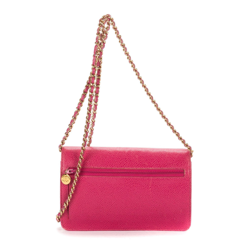 Chanel Timeless Chain Wallet Fuchsia Caviar Leather Shoulder — view 4